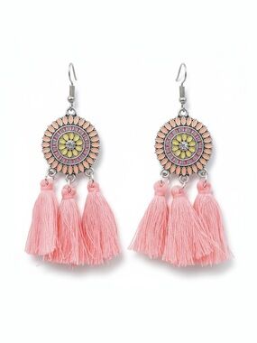 NIB Pink Dreamcatcher Tassel Earrings